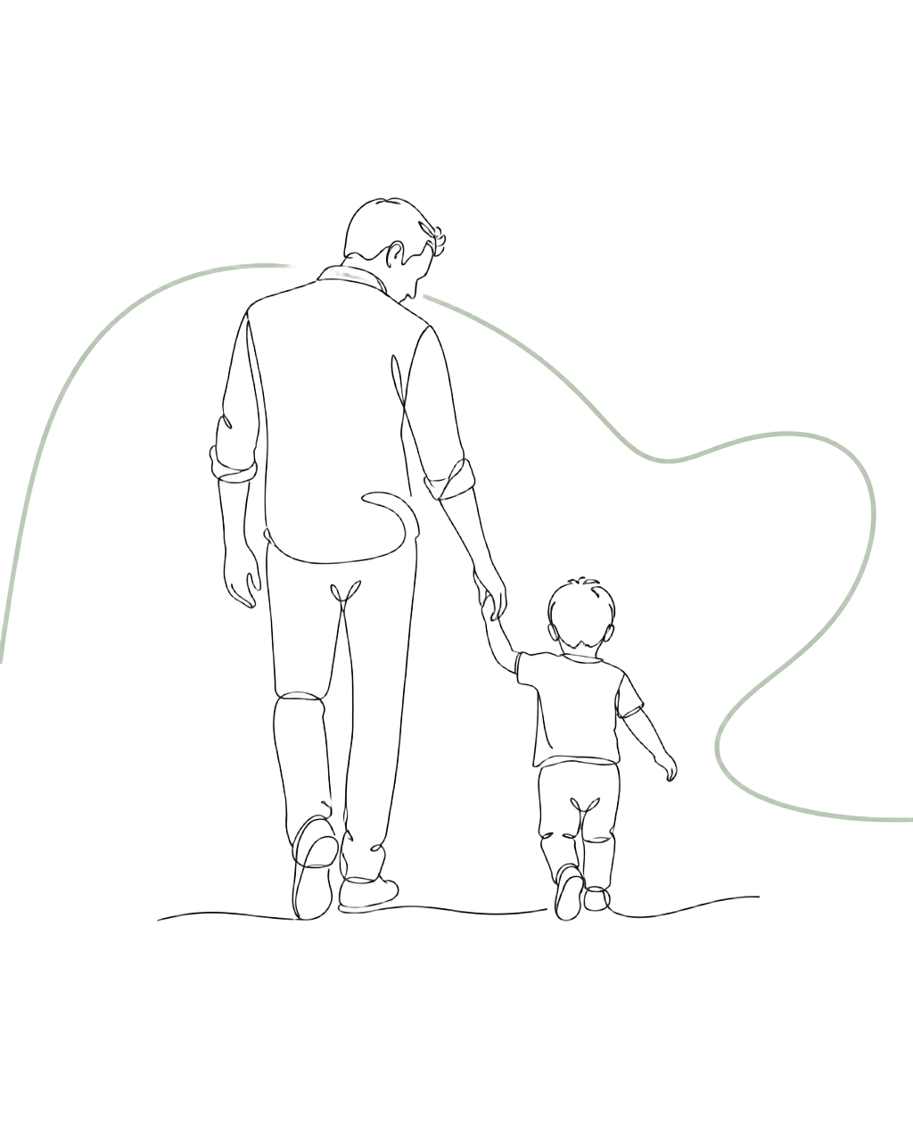 Father walking hand in hand with his child